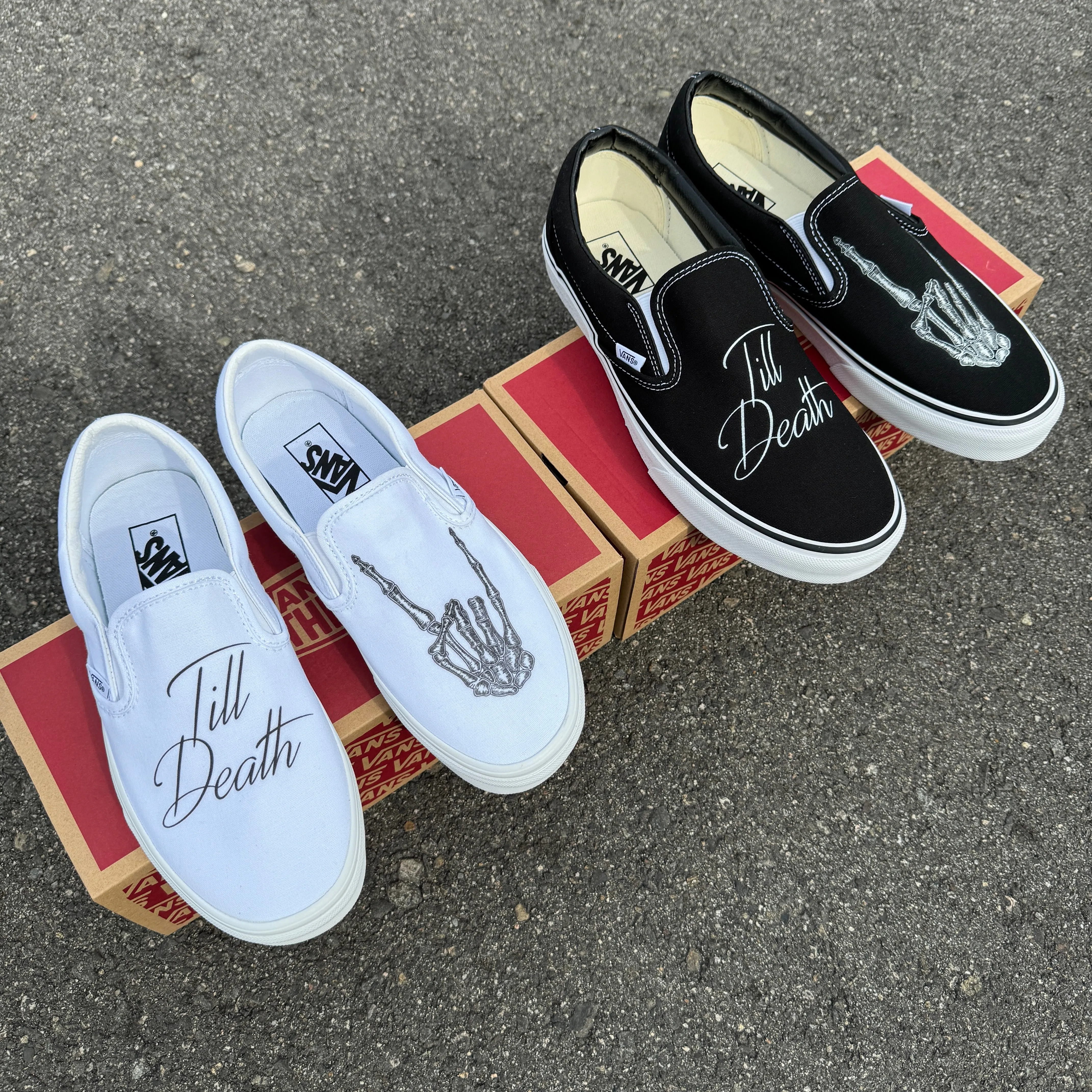 Till Death Custom Wedding Vans Slip On Shoes for Women and Men