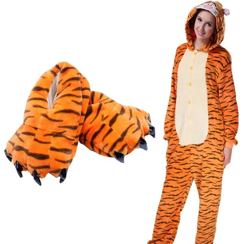 Unisex Animal Tigger cosplay Kigurumi fleece slippers shoes