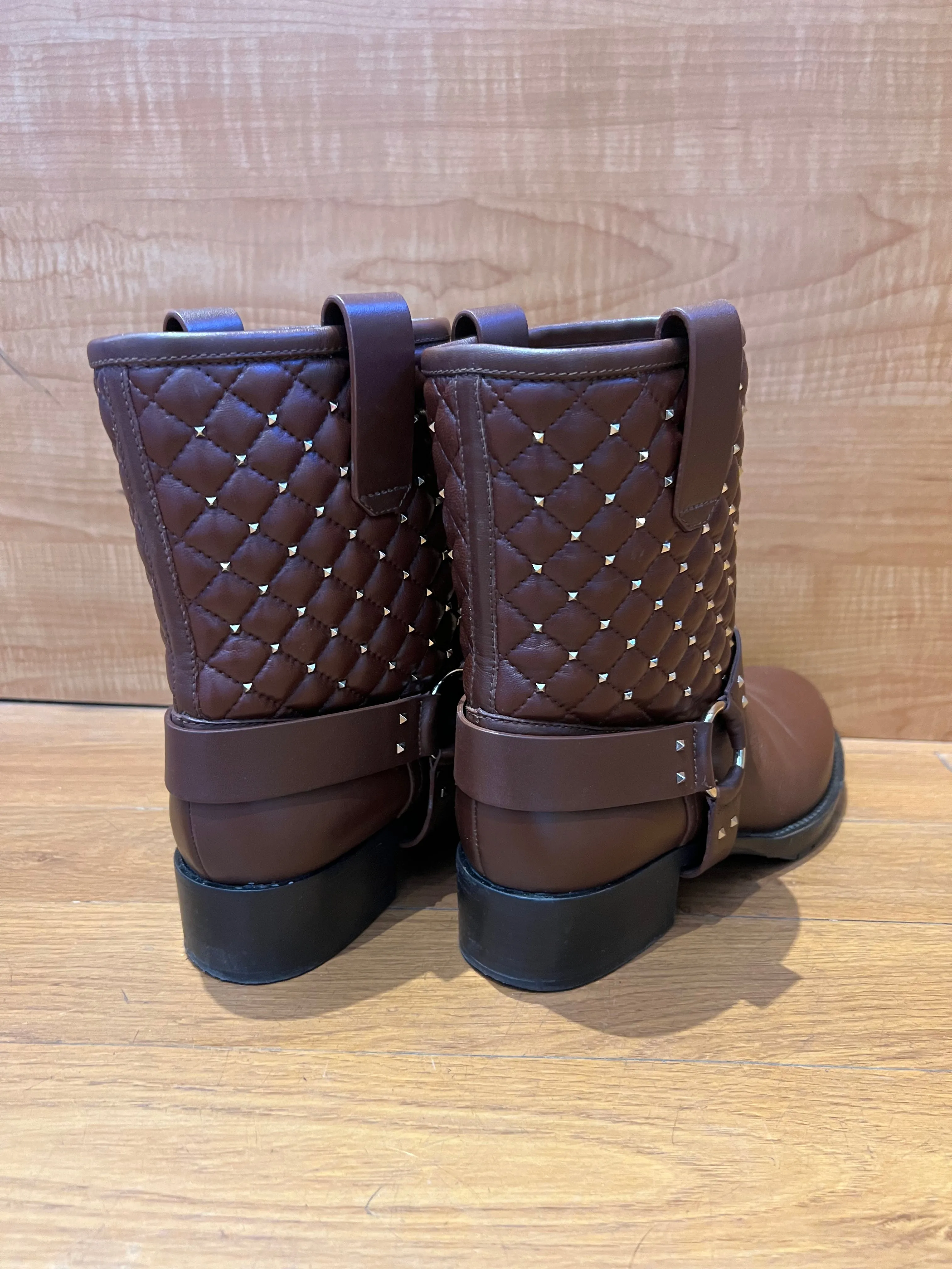 Valentino Rockstud Biker Boots Size 7.5