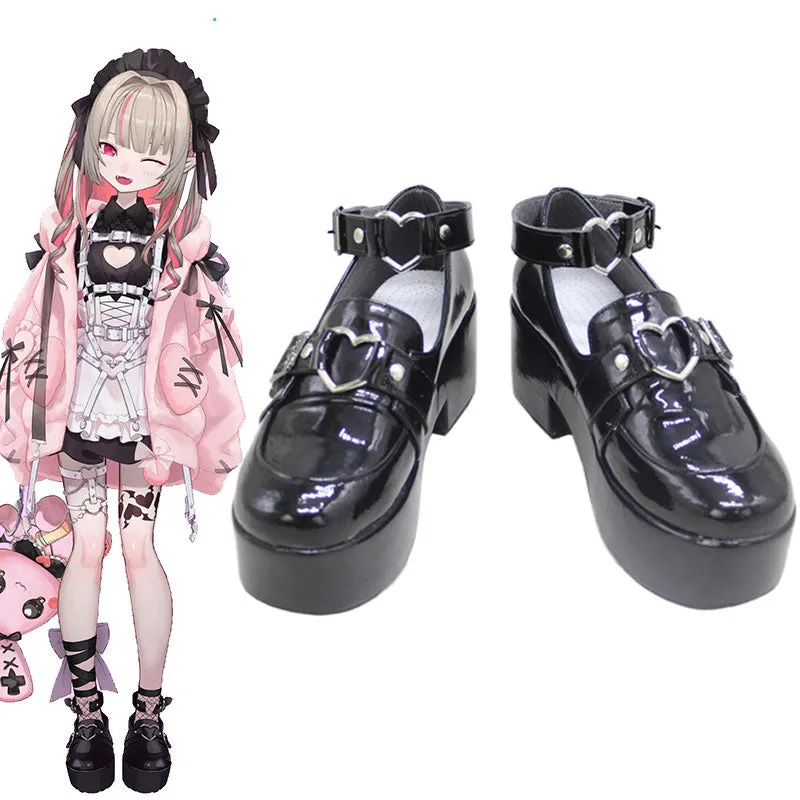 Virtual YouTuber Makaino Ririmu Black Cosplay Shoes