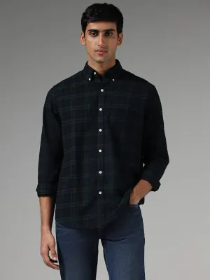 WES Casuals Green Checked Relaxed-Fit Shirt