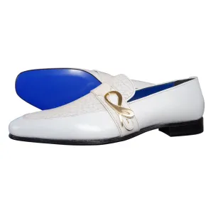 White Piega Monk Yellow Gold Loafer