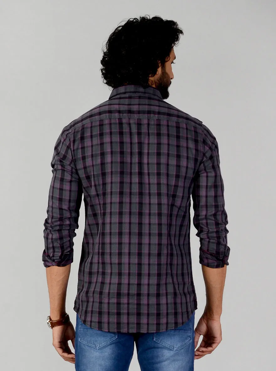 Wild Aster Checked Slim Fit Casual Shirt | JadeBlue