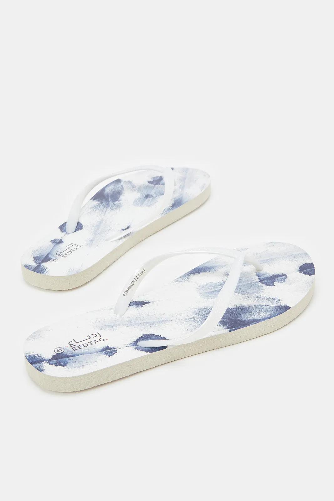 Women White And Blue Print Flip Flop