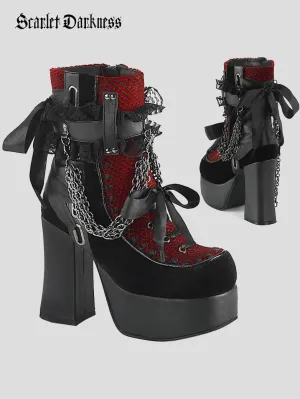 Women's Victorian Gothic Vampire Contrasting Strappy High Heels