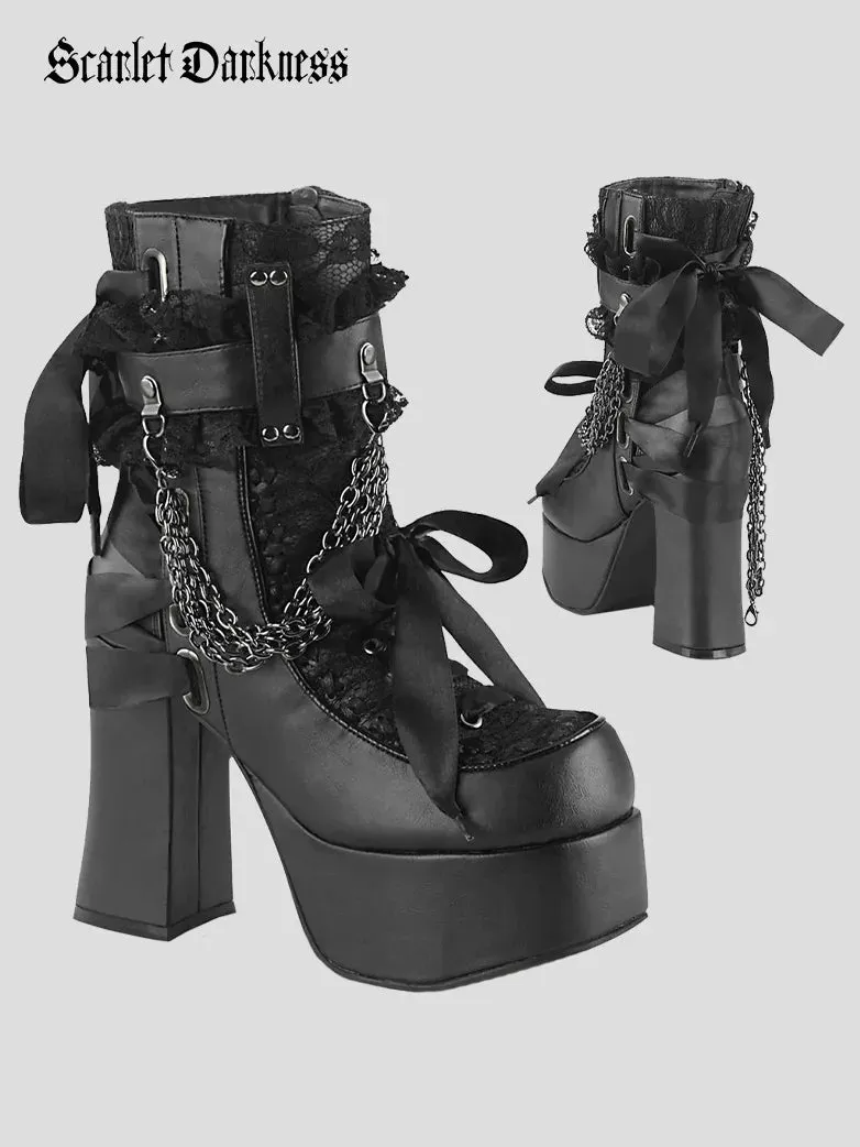 Women's Victorian Gothic Vampire Contrasting Strappy High Heels