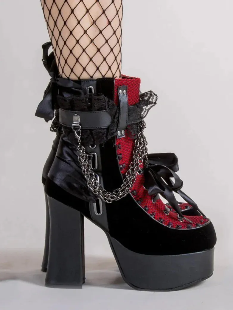 Women's Victorian Gothic Vampire Contrasting Strappy High Heels