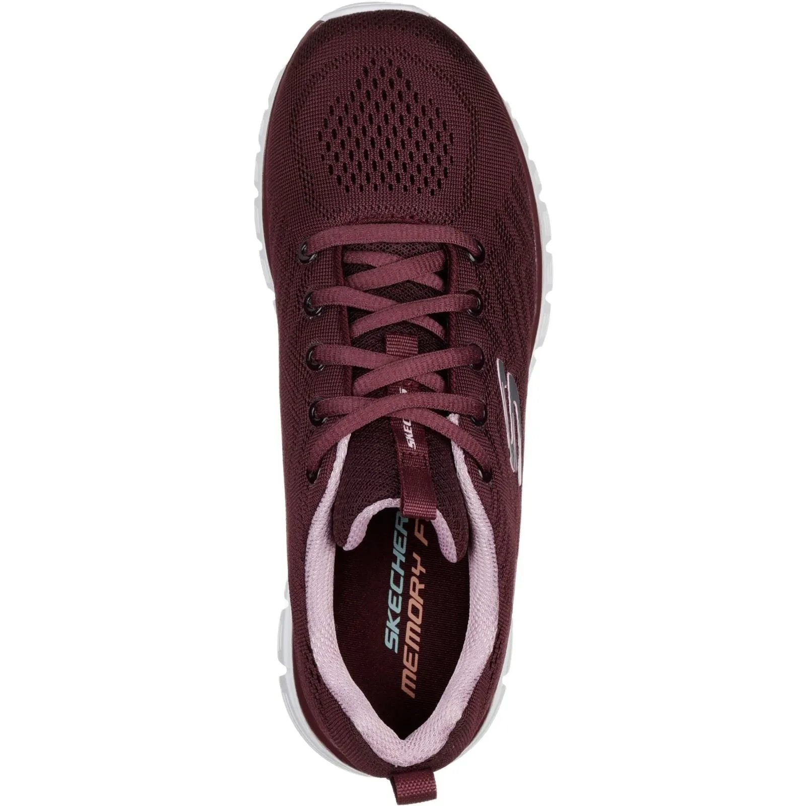 Women's Wide Fit Skechers 12615  Graceful Get Connected Sports Sneakers - Wine